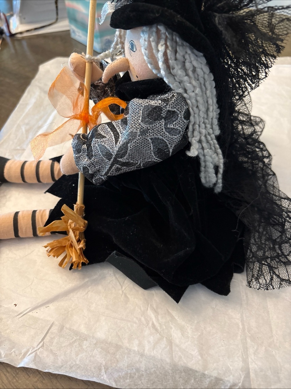 Vintage Halloween Fabric Witch Shelf Sitter - Picture 6 of 9